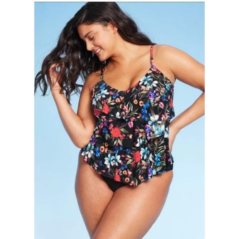 Aqua Green Tiered tankini top